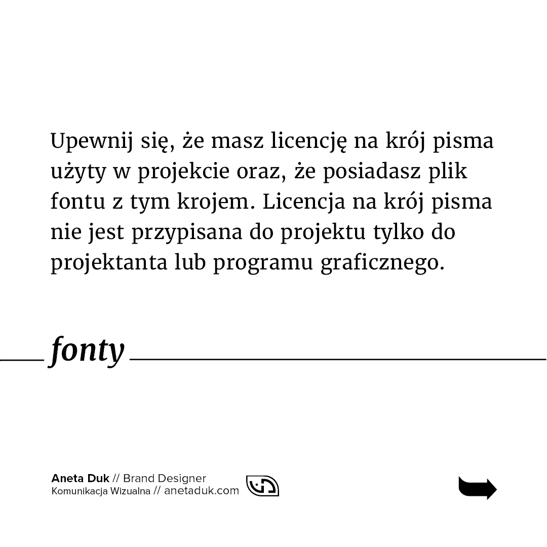 Pliki otwarte, a licencje. Fonty. Potrzebujesz licencji na font użyty w projekcie.